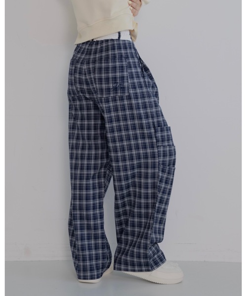 JUMELLE（ジュメロ）の「イージーチェックパンツ（スラックス・レディース・ネイビー/ブラウン・SMALL/MEDIUM）」の14枚目の写真