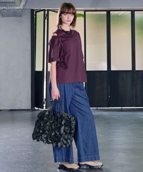 H.A.K（ハク）の「スーピマリネンラミー　ライトオンスストレッチデニムワイドカーゴパンツ（デニムパンツ・レディース・ブルー/ネイビー・2/1）」の7枚目の写真