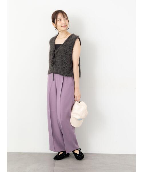 Te chichi TERRASSE（テチチテラス）の「ポンポンヤーンニットショートベスト（ベスト・レディース・ブルー/チャコールグレー/ベージュ/グレー・F）」の8枚目の写真