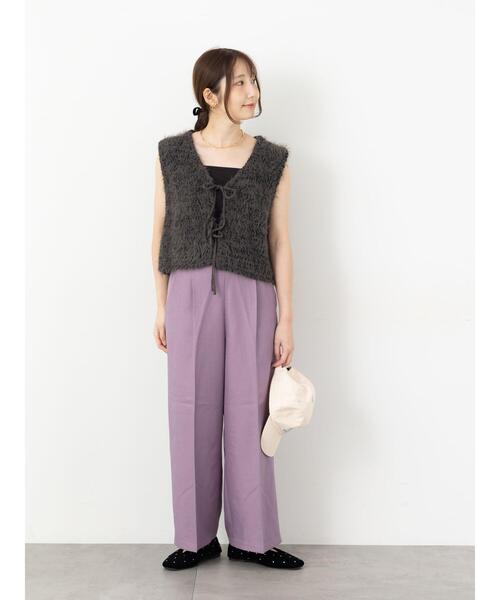 Te chichi TERRASSE（テチチテラス）の「ポンポンヤーンニットショートベスト（ベスト・レディース・ブルー/チャコールグレー/ベージュ/グレー・F）」の9枚目の写真