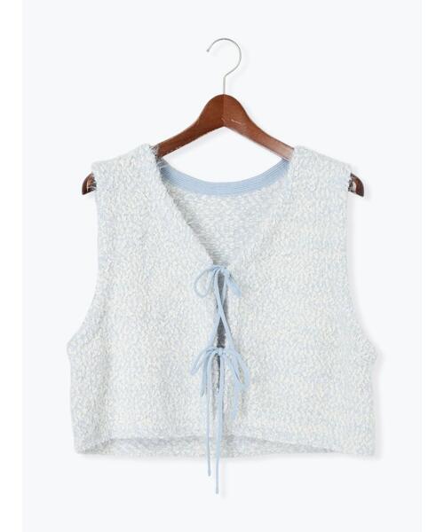 Te chichi TERRASSE（テチチテラス）の「ポンポンヤーンニットショートベスト（ベスト・レディース・ブルー/チャコールグレー/ベージュ/グレー・F）」の12枚目の写真