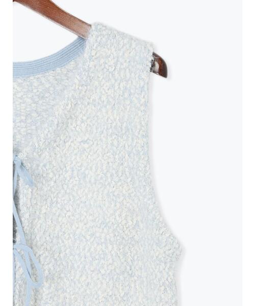 Te chichi TERRASSE（テチチテラス）の「ポンポンヤーンニットショートベスト（ベスト・レディース・ブルー/チャコールグレー/ベージュ/グレー・F）」の15枚目の写真