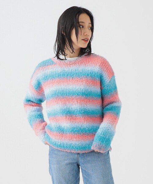 B:MING by BEAMS（ビーミングバイビームス）の「グラデーション ニット (手洗い可)（ニット/セーター・レディース・ケリーグリーン/パープル/ブルー・ONE SIZE）」の12枚目の写真