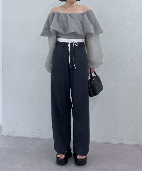 mline（エムライン）の「[mline]レイヤード スラックス（その他パンツ・レディース・チャコールグレー/ベージュ/ブラウン・1/2）」の6枚目の写真