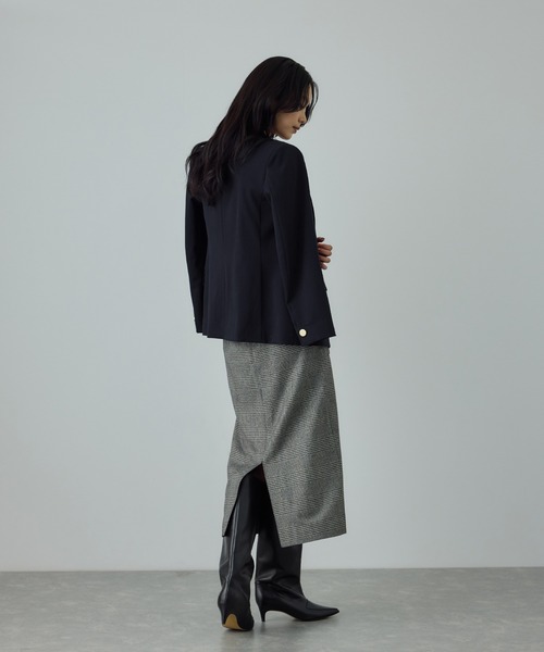 新品☆6Lストレッチカットソージャケット黒♪金ボタン☆a154