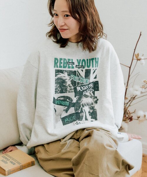 CIAOPANIC TYPY(チャオパニックティピー)の「【ユニセックス】SUITCH RECORDビックシルエット加工スウェット(スウェット・メンズ・グレー/ブラック系その他/ブラック系その他2/ライトグレー・MEDIUM/LARGE)」の4枚目の写真