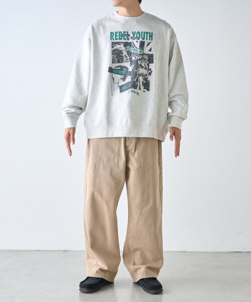 CIAOPANIC TYPY(チャオパニックティピー)の「【ユニセックス】SUITCH RECORDビックシルエット加工スウェット(スウェット・メンズ・グレー/ブラック系その他/ブラック系その他2/ライトグレー・MEDIUM/LARGE)」の7枚目の写真