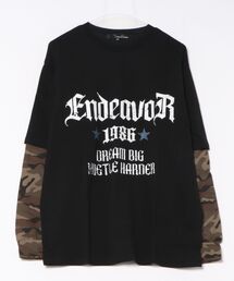 Revo.（レボ）の「カモフラ ワッフルスリーブ フェイクレイヤード ロゴプリント ロングTシャツ 【UNISEX】（Tシャツ/カットソー）」