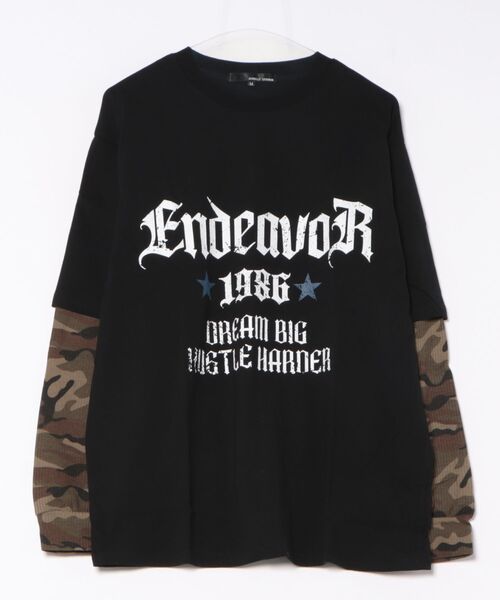 Revo.（レボ）の「カモフラ ワッフルスリーブ フェイクレイヤード ロゴプリント ロングTシャツ 【UNISEX】（Tシャツ/カットソー・メンズ・ホワイト/ブラック・M/L）」の5枚目の写真