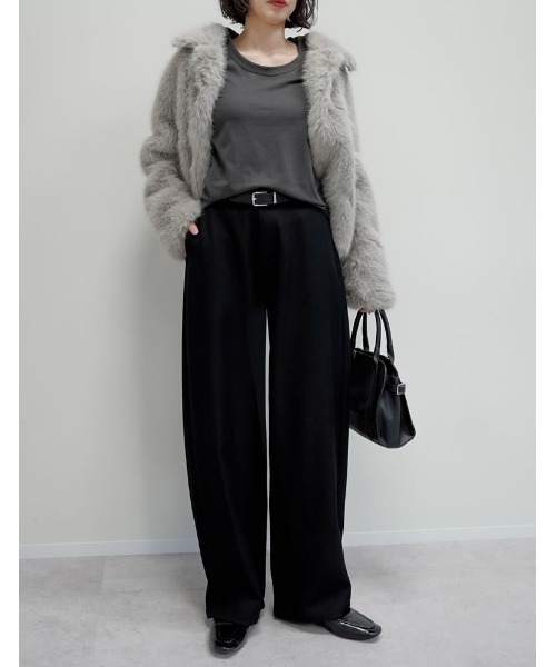 アルガンオイル加工][低身長/高身長サイズ有]微起毛ツイルカーブパンツ