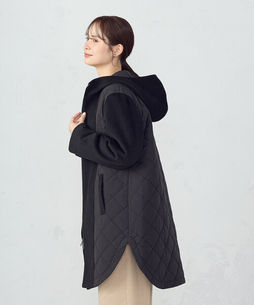 COMME CA ISM(コムサイズム)の「コンビネーションキルトコート(その他アウター・レディース・ブラック/クリーム/ベージュ・FREE)」の4枚目の写真