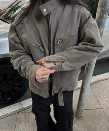 UP START（アップスタート）の「【LAMPOON】デニムシングルライダースジャケット（ライダースジャケット）」