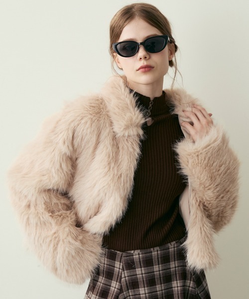 セール】クロップド丈フェイクファージャケット（その他アウター