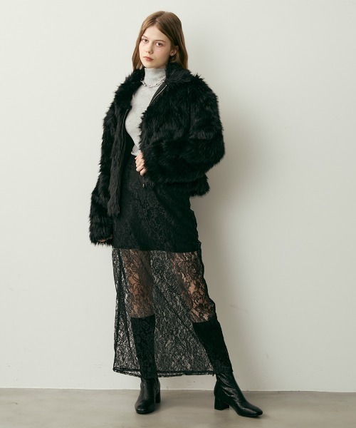Clum(クルム)の「クロップド丈フェイクファージャケット(その他アウター・レディース・グレイッシュベージュ/ブラック/チャコールグレー・FREE)」の20枚目の写真