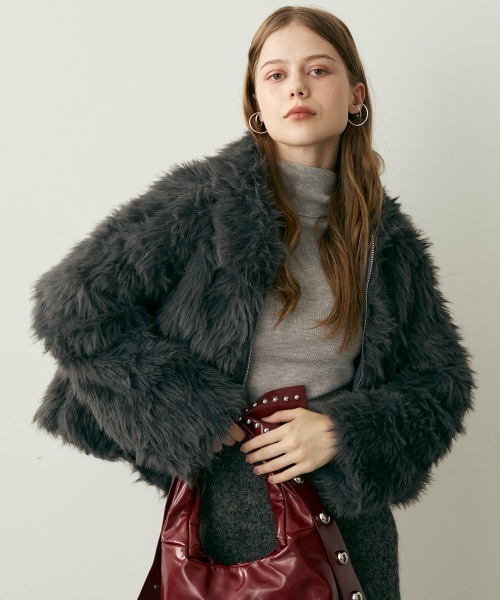 セール】クロップド丈フェイクファージャケット（その他アウター