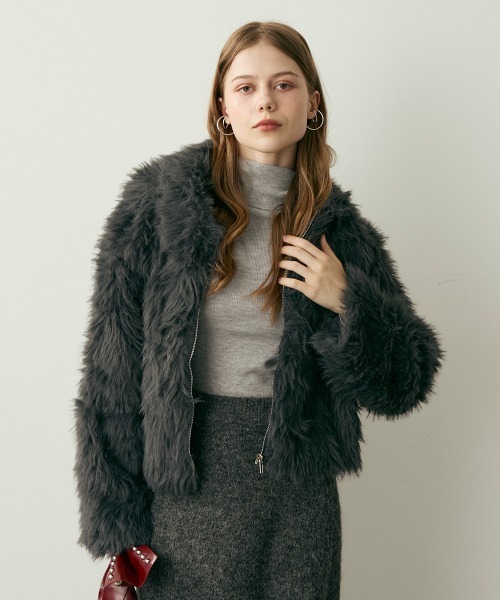 セール】クロップド丈フェイクファージャケット（その他アウター