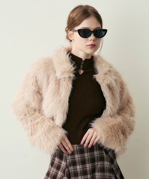 セール】クロップド丈フェイクファージャケット（その他アウター
