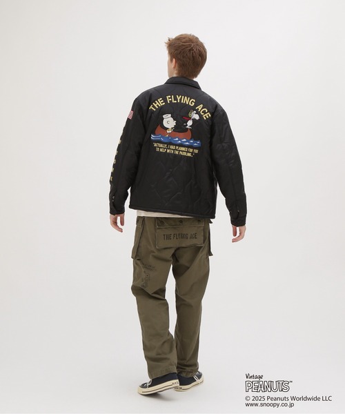 AVIREX（アヴィレックス）の「《AVIREX × PEANUTS》QUILTING JACKET "FLYING ACE" / キルトジャケット "フライングエース" / ピーナッツ / アヴィレックス（ミリタリージャケット・メンズ・ブラック/セージグリーン・LARGE/MEDIUM/XX-LARGE/X-LARGE）」の3枚目の写真