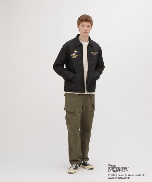 AVIREX（アヴィレックス）の「《AVIREX × PEANUTS》QUILTING JACKET "FLYING ACE" / キルトジャケット "フライングエース" / ピーナッツ / アヴィレックス（ミリタリージャケット・メンズ・ブラック/セージグリーン・LARGE/MEDIUM/XX-LARGE/X-LARGE）」の7枚目の写真