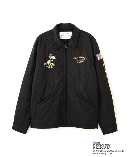 AVIREX（アヴィレックス）の「《AVIREX × PEANUTS》QUILTING JACKET "FLYING ACE" / キルトジャケット "フライングエース" / ピーナッツ / アヴィレックス（ミリタリージャケット・メンズ・ブラック/セージグリーン・LARGE/MEDIUM/XX-LARGE/X-LARGE）」の5枚目の写真