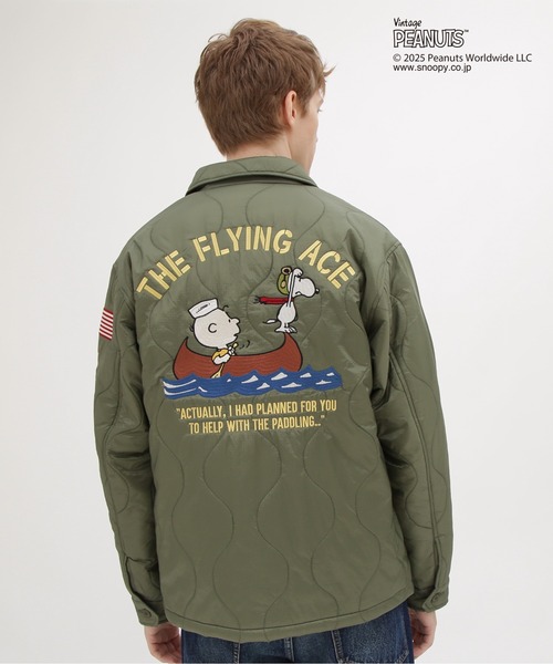 AVIREX（アヴィレックス）の「《AVIREX × PEANUTS》QUILTING JACKET "FLYING ACE" / キルトジャケット "フライングエース" / ピーナッツ / アヴィレックス（ミリタリージャケット・メンズ・ブラック/セージグリーン・LARGE/MEDIUM/XX-LARGE/X-LARGE）」の12枚目の写真
