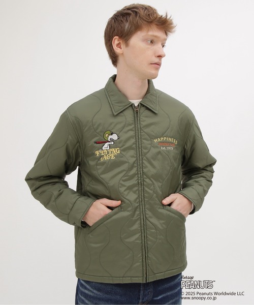 AVIREX（アヴィレックス）の「《AVIREX × PEANUTS》QUILTING JACKET "FLYING ACE" / キルトジャケット "フライングエース" / ピーナッツ / アヴィレックス（ミリタリージャケット・メンズ・ブラック/セージグリーン・LARGE/MEDIUM/XX-LARGE/X-LARGE）」の14枚目の写真