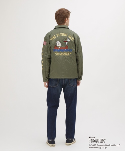 AVIREX（アヴィレックス）の「《AVIREX × PEANUTS》QUILTING JACKET "FLYING ACE" / キルトジャケット "フライングエース" / ピーナッツ / アヴィレックス（ミリタリージャケット・メンズ・ブラック/セージグリーン・LARGE/MEDIUM/XX-LARGE/X-LARGE）」の15枚目の写真