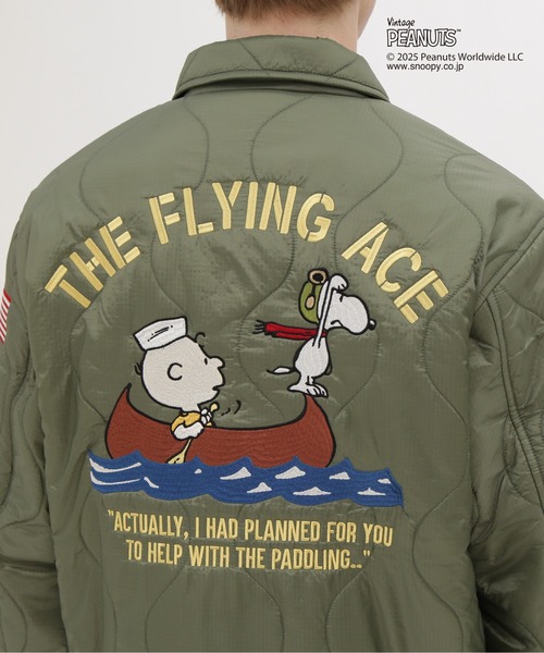 AVIREX（アヴィレックス）の「《AVIREX × PEANUTS》QUILTING JACKET "FLYING ACE" / キルトジャケット "フライングエース" / ピーナッツ / アヴィレックス（ミリタリージャケット・メンズ・ブラック/セージグリーン・LARGE/MEDIUM/XX-LARGE/X-LARGE）」の19枚目の写真