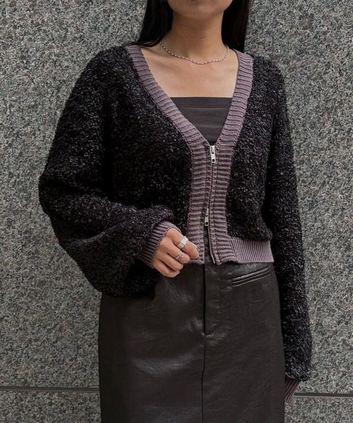 &g'aime（アンジェム）の「【&g'aime】バタフライヤーンカーディガン　Butterfly Yarn Cardigan（カーディガン/ボレロ・レディース・ブラック/チャコールグレー/アイボリー・FREE）」の3枚目の写真