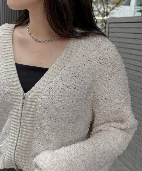 &g'aime（アンジェム）の「【&g'aime】バタフライヤーンカーディガン　Butterfly Yarn Cardigan（カーディガン/ボレロ・レディース・ブラック/チャコールグレー/アイボリー・FREE）」の12枚目の写真