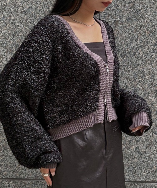 &g'aime（アンジェム）の「【&g'aime】バタフライヤーンカーディガン　Butterfly Yarn Cardigan（カーディガン/ボレロ・レディース・ブラック/チャコールグレー/アイボリー・FREE）」の20枚目の写真