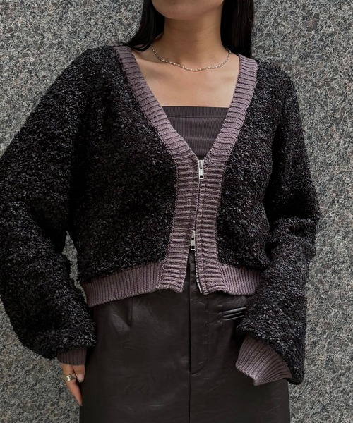 &g'aime（アンジェム）の「【&g'aime】バタフライヤーンカーディガン　Butterfly Yarn Cardigan（カーディガン/ボレロ・レディース・ブラック/チャコールグレー/アイボリー・FREE）」の21枚目の写真