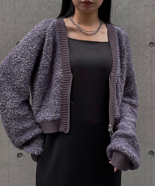 &g'aime（アンジェム）の「【&g'aime】バタフライヤーンカーディガン　Butterfly Yarn Cardigan（カーディガン/ボレロ・レディース・ブラック/チャコールグレー/アイボリー・FREE）」の4枚目の写真