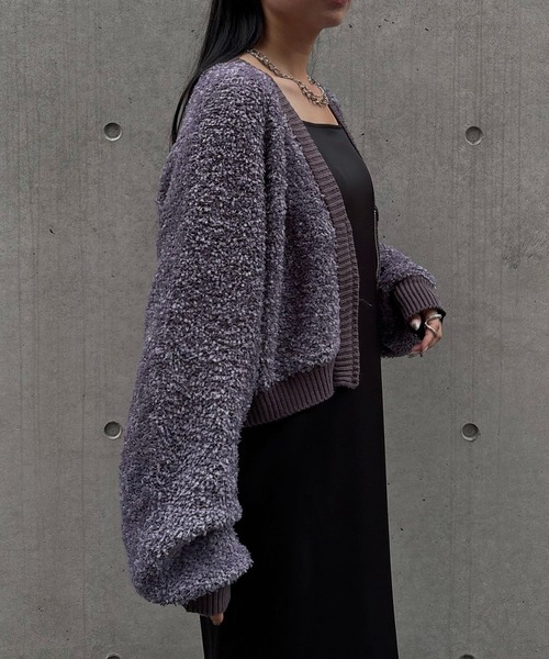 &g'aime（アンジェム）の「【&g'aime】バタフライヤーンカーディガン　Butterfly Yarn Cardigan（カーディガン/ボレロ・レディース・ブラック/チャコールグレー/アイボリー・FREE）」の7枚目の写真