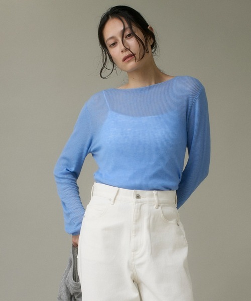 I.T.'S international(イッツインターナショナル)の「モックネックリブニット《Melty air wool》(ニット/セーター・レディース・ブルー/ブラック/ピンク/グレー/オフホワイト・フリー)」の4枚目の写真