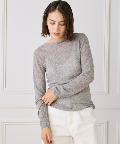 I.T.'S international(イッツインターナショナル)の「モックネックリブニット《Melty air wool》(ニット/セーター・レディース・ブルー/ブラック/ピンク/グレー/オフホワイト・フリー)」の6枚目の写真