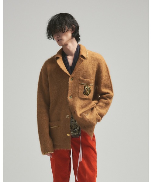 BED J.W. FORD(ベッドフォード)の「C-open collar(カーディガン/ボレロ・メンズ・ブラウン/チャコール・1)」の1枚目の写真