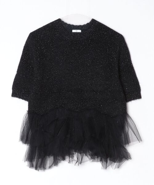 ダブルスタンダードクロージング　Sov. フリルチュールペプラムニット　ブラック Sov. / フリルチュールペプラムニット(SALE) TOPS Night STORE