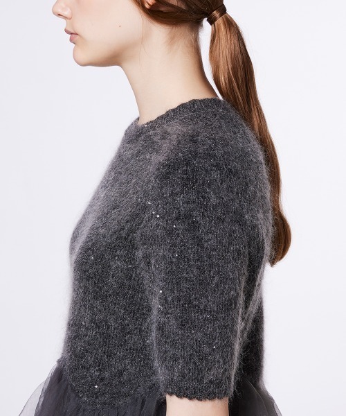 ダブルスタンダードクロージング　Sov. フリルチュールペプラムニット　ブラック フリルチュールペプラムニット（ニット/セーター）｜Sov.（ソブ）の