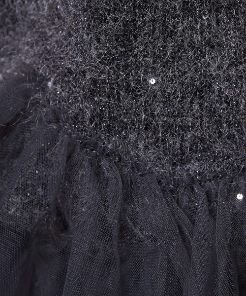 ダブルスタンダードクロージング　Sov. フリルチュールペプラムニット　ブラック Sov. / フリルチュールペプラムニット(SALE) TOPS Night STORE