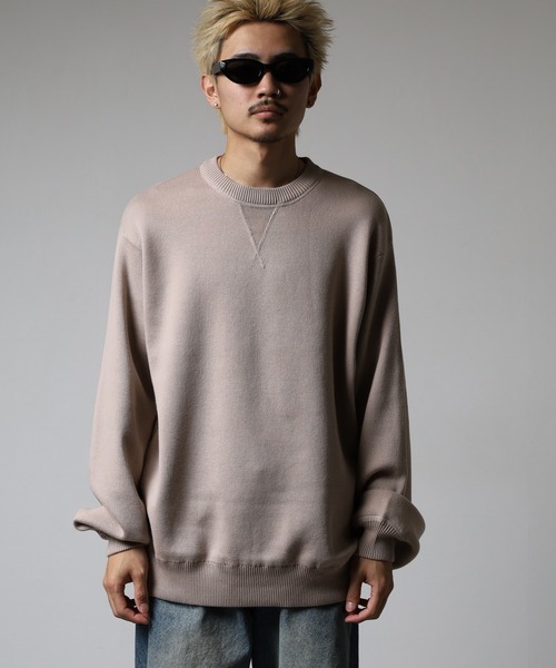 OMNES(オムネス)の「スウェットライクニットプルオーバー(スウェット・メンズ・グレイッシュベージュ/ブラック・L/M)」の3枚目の写真