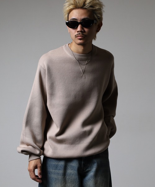 OMNES(オムネス)の「スウェットライクニットプルオーバー(スウェット・メンズ・グレイッシュベージュ/ブラック・L/M)」の14枚目の写真