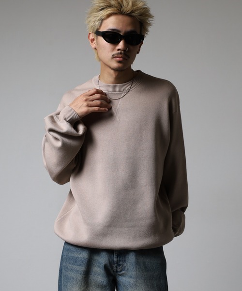 OMNES(オムネス)の「スウェットライクニットプルオーバー(スウェット・メンズ・グレイッシュベージュ/ブラック・L/M)」の15枚目の写真