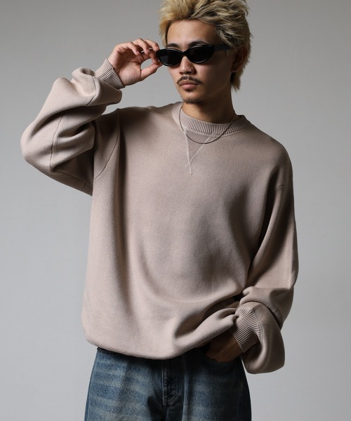 OMNES(オムネス)の「スウェットライクニットプルオーバー(スウェット・メンズ・グレイッシュベージュ/ブラック・L/M)」の16枚目の写真