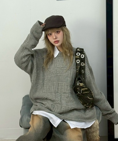 FANCY CLUB（ファンシークラブ）の「【FANCY CLUB】FFFF EYELET DUFFLE BAG / 【ファンシークラブ】ＦＦＦＦアイレットダッフルバッグ（ショルダーバッグ・レディース・ブラック/グリーン系カモフラージュ・ONE SIZE）」の6枚目の写真