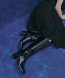 CHARLES & KEITH | スクエアトゥ サイドジップニーハイブーツ(ブーツ)
