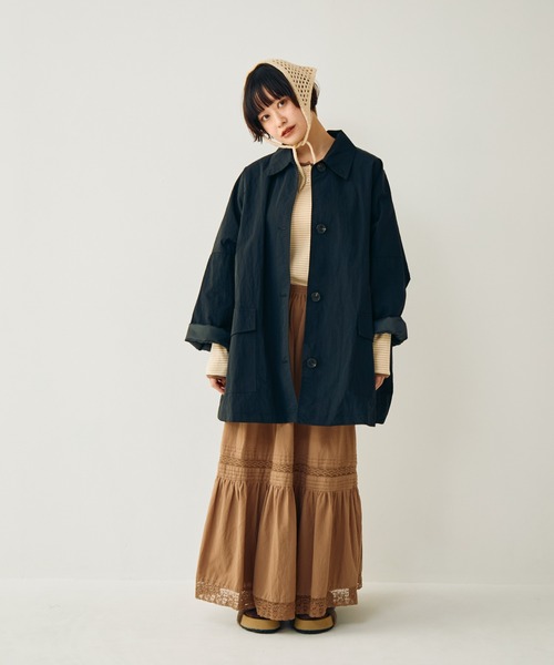 Crisp（クリスプ）の「ステンカラーミドルコート（ステンカラーコート・レディース・ブラウン/ブラック・FREE）」の4枚目の写真