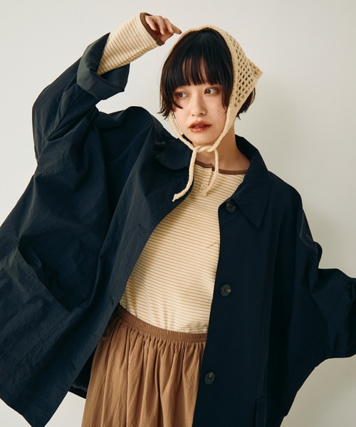 Crisp（クリスプ）の「ステンカラーミドルコート（ステンカラーコート・レディース・ブラウン/ブラック・FREE）」の10枚目の写真