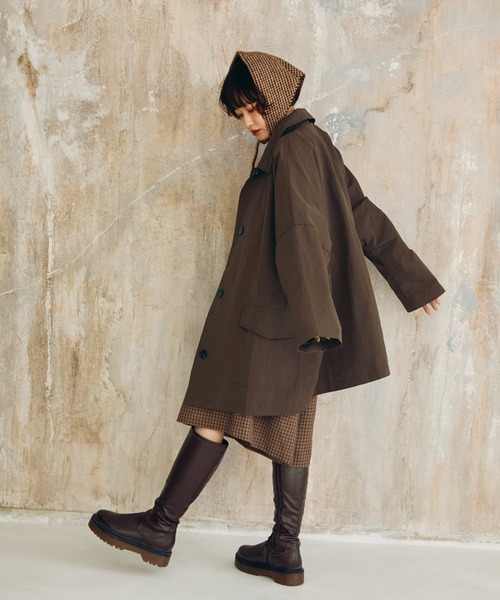 Crisp（クリスプ）の「ステンカラーミドルコート（ステンカラーコート・レディース・ブラウン/ブラック・FREE）」の14枚目の写真