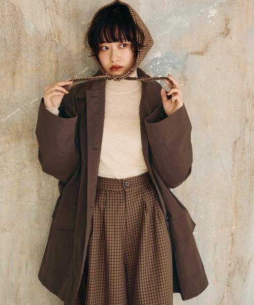 Crisp（クリスプ）の「ステンカラーミドルコート（ステンカラーコート・レディース・ブラウン/ブラック・FREE）」の15枚目の写真